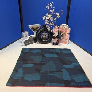 Louis Vuitton Blue Camouflage Silk Scarf